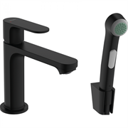 Смеситель Hansgrohe Rebris 72215670 S для раковины с гигиеническим душем, черный матовый