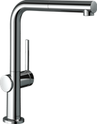 Кухонный смеситель Hansgrohe Talis M54 72809000, с вытяжным изливом, в комплекте с коробом sBox для шланга, хром