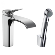 Смеситель для раковины Hansgrohe Vivenis 75210000, с гигиеническим душем и донным клапаном Push-Open, хром