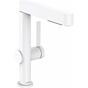 Смеситель для раковины Hansgrohe Finoris 76063700, с вытяжным изливом и донным клапаном Push-Open, белый матовый