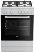 Газовая плита Beko FSGT62110GWO,  газовая духовка,  стеклянная крышка,  сталь, белый и черный [7738482121]