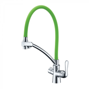 Смеситель Lemark Comfort LM3070C-Green для кухонной мойки, с подключением к фильтру, хром/зеленый