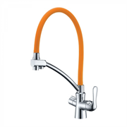 Смеситель Lemark Comfort LM3070C-Orange для кухонной мойки, с подключением к фильтру, хром/оранжевый