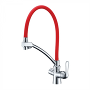 Смеситель Lemark Comfort LM3070C-Red для кухонной мойки, с подключением к фильтру, хром/красный