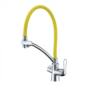 Смеситель Lemark Comfort LM3070C-Yellow для кухонной мойки, с подключением к фильтру, хром/желтый