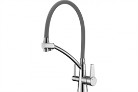 Смеситель Lemark Comfort LM3071C-Gray для кухонной мойки, с подключением к фильтру, хром/серый