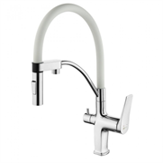Смеситель Lemark Comfort LM3074C-White, для кухни с подключением к фильтру с питьевой водой, хром/белый
