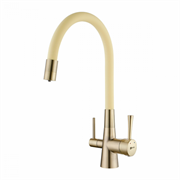 Смеситель Lemark Comfort LM3075B-Beige, для кухни с подключением к фильтру с питьевой водой, бронза/бежевый