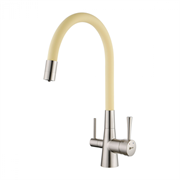 Смеситель Lemark Comfort LM3075BN-Beige, для кухни с подключением к фильтру с питьевой водой, никель/бежевый