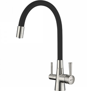Смеситель Lemark Comfort LM3075BN-Black, для кухни с подключением к фильтру с питьевой водой, никель