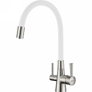 Смеситель Lemark Comfort LM3075BN-White, для кухни с подключением к фильтру с питьевой водой, никель