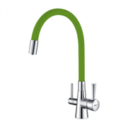 Смеситель Lemark Comfort LM3075C-Green для кухонной мойки, с подключением к фильтру питьевой воды, хром/зеленый