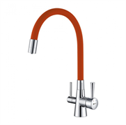 Смеситель Lemark Comfort LM3075C-Orange для кухонной мойки, с подключением к фильтру питьевой воды, хром/оранжевый