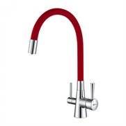 Смеситель Lemark Comfort LM3075C-Red для кухонной мойки, с подключением к фильтру питьевой воды, хром/красный