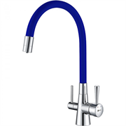 Смеситель Lemark Comfort LM3075C-SkyBlue, для кухни с подключением к фильтру с питьевой водой, хром/голубой