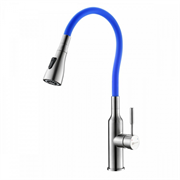 Смеситель Lemark Expert LM5082S-Blue для кухни с гибким изливом, хром/синий