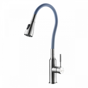 Смеситель Lemark Expert LM5082S-Gray для кухни с гибким изливом, хром/серый