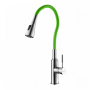 Смеситель Lemark Expert LM5082S-Green для кухни с гибким изливом, хром/зеленый