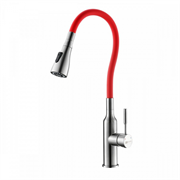 Смеситель Lemark Expert LM5082S-Red для кухни с гибким изливом, хром/красный