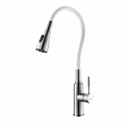 Смеситель Lemark Expert LM5082S-White для кухни с гибким изливом, хром/белый