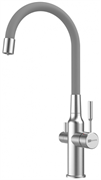 Смеситель Lemark Expert LM5083S-Gray, для кухни с подключением к фильтру с питьевой водой, сталь/серый