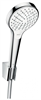 Душевой набор Hansgrohe Croma Select S Vario 26411400, шланг 160 см, корпус хром, лицевая часть белая, 3 режима струи - фото 36019