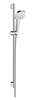 Душевой гарнитур Hansgrohe 26590400 Croma Select E Multi, штанга 90 см, корпус хром, лицевая часть белая, 3 режима струи - фото 36062