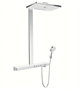 Душевая система Hansgrohe Rainmaker Select Showerpipe 27106400, 460 x 300 мм, 3 режима струи, с держателем, белый/хром - фото 36128
