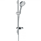Душевой гарнитур Hansgrohe Raindance Select S 120 3jet PowderRain 27654000, штанга 65 см, корпус хром, лицевая часть белая, 3 режима струи - фото 36195