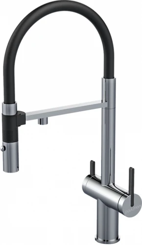 Смеситель из металла Paulmark GRAVITY, смеситель, никель, черный шланг gr213888-bs