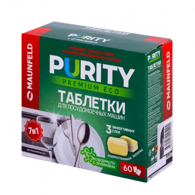 Таблетки для посудомоечных машин MAUNFELD Purity Premium ECO all in 1 MDT60PE (60 шт. в упаковке) ка-00023327