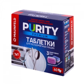 Таблетки для посудомоечных машин MAUNFELD Purity Premium all in 1 MDT60PP (60 шт. в упаковке) ка-00023324