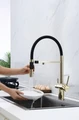 Смеситель из металла Paulmark GRAVITY, смеситель, светлое золото, черный шланг gr213888-lg