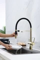 Смеситель из металла Paulmark GRAVITY, смеситель, золото, черный шланг gr213888-g